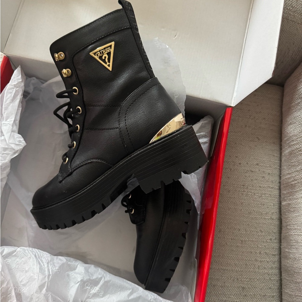 GUESS Women's Black Combat Boots